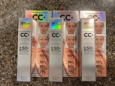 3 NEW NIB IT Cosmetics Your Skin But Better CC+ Cream DEEP Travel 4ml/.135oz LOT - Image 1 of 4
