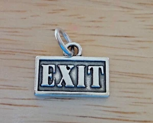 Sterling Silver 12x16mm says Exit Driving Street Sign Charm - Picture 1 of 2