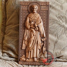 Icona intagliata su legno ortodossa di arte 3D di San Timoteo Apostolo (10 'x5')