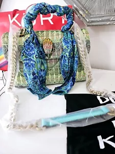 RRP£289💙Kurt Geiger💚Green Kensington Woven Crossbody Bag 💚New💙 - Picture 1 of 22
