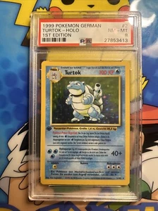 1999 Pokemon GERMAN 1st Edition Base Set Turtok-Blastoise Holo 2/102 PSA 8 NM-MT - Picture 1 of 8