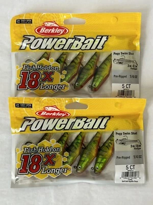 PACK de 2 cebo Berkley Power de 3" pre-aparejado 1/4 oz Pogy Swim Shad FireTiger (Pz8) Foto 1 de 3