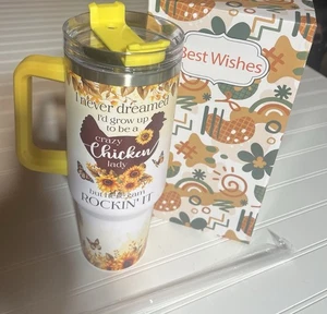 Huhn Geschenke für Frauen 40 Unzen Huhn Becher mit Griff und Strohhalm Huhn C... - Bild 1 von 6