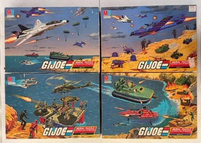 Set of 4 GI JOE Mural Puzzles Battle 1, 2, 3, 4 ~ Milton Bradley 1985 ~ COMPLETE - Image 1 of 4