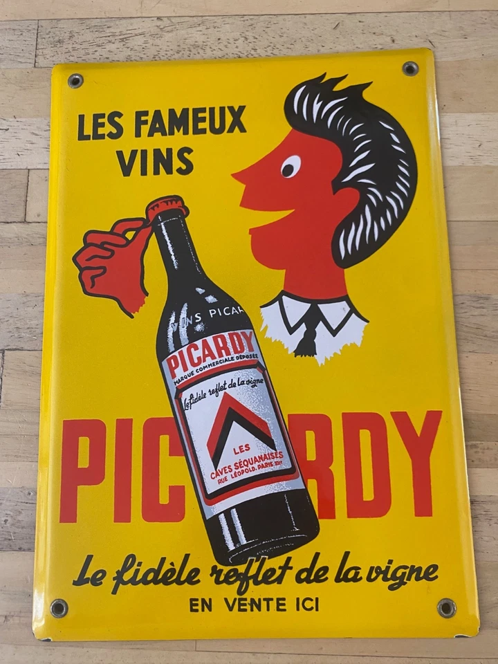 Plaque Emaillée Vin Picardy - Photo 1/4