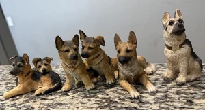 German Shepherd Puppies  Realistic Dogs VTG - 1980s Polystone Lot Of 4 - Picture 1 of 12