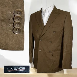 Chaqueta Blazer Lineage Para Hombre 38S Marrón Claro Doble Pecho Pico Doble Ventilación - Imagen 1 de 10