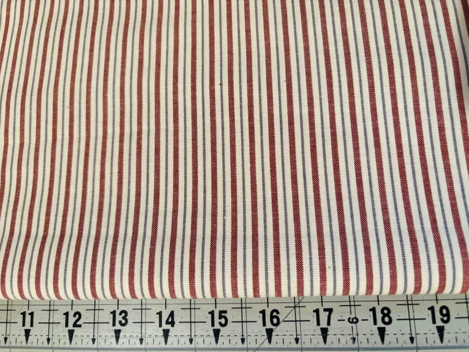 Marcus Fabrics Dolores Smith 1800s Civil War Repro HOME WEAVES Red Stripe FQ - Image 1 of 1