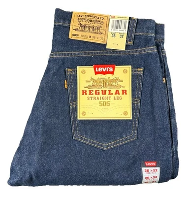 Vintage Mens 1998 Levis 505 Regular Straight Jeans Orange Tab NWT 36x32 - Image 1 of 4