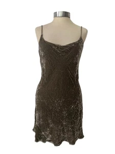 Vintage Ozbek Sage Green Crushed Velvet Devoree Silk Mini Dress Party Sz 10-12 - Picture 1 of 23