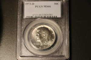 1973-D PCGS MS66 Kennedy Half Dollar PCGS 313 in MS66 and 78 higher - Picture 1 of 2