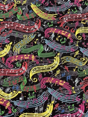Tela de algodón de novedad musical 1,33 yardas 44" de ancho negro pastel marca Joann Foto 1 de 4