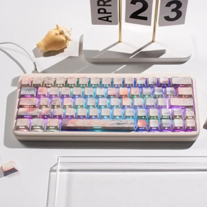 PBT Pink Marble Side Transparency Keycaps Cherry Profile for Cherry MX - Picture 1 of 15