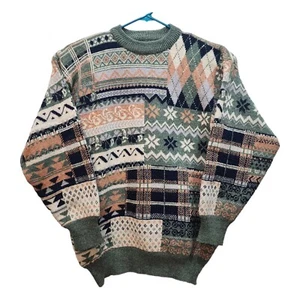 Super Shetland Styled For Stars 100% Wool Vintage Abstract Sweater - Picture 1 of 8