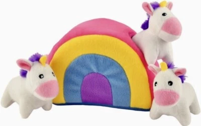 Zippy Paws Unicorns & Rainbow Squeaky Interactive Puzzle Dog Toy - NWT - Image 1 of 4