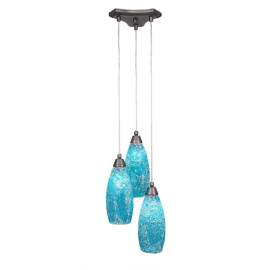 Toltec Europa 3 Light Mini Pendant, Nickel, 5.5" Turquoise Fusion - 28-BN-5065 - Image 1 of 1