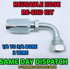 BSP 90° Elbow Hydraulic Reusable Hose Fitting/Insert Re-End Kit R2T 2SN 2 Wire 
