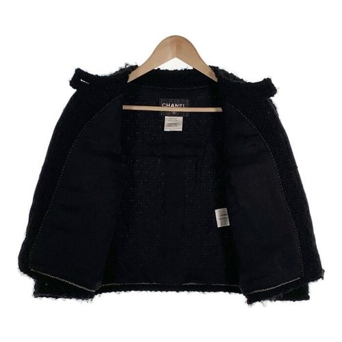 CHANEL Giacca di Lana con Zip Blouson Donna Taglia 36 Nero COCO MARK Lana