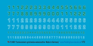Peddinghaus-Decals 1/72 0801 Tedesco Numeri Torretta Bianco Outline- - Foto 1 di 1