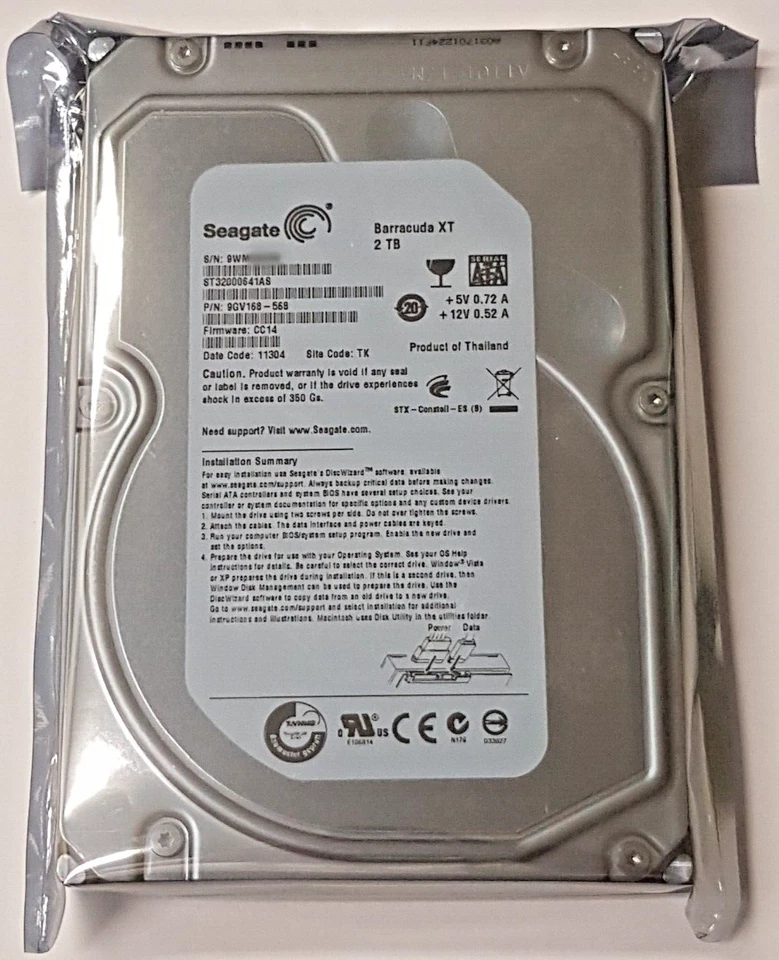 2 TB SATA Seagate barracuda XT 7200.12 ST32000641AS 64MB HDD 3,5 " Hard Drive - Image 1 of 1