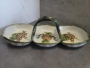 John B Taylor Harvest Serving Tray, Relish Dish, Divided Dish with Handle - Picture 1 of 7