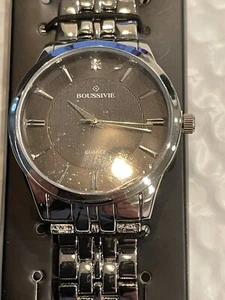 Watch Black And Silver Wristwatch Fast shipping New MENS - Picture 1 of 3
