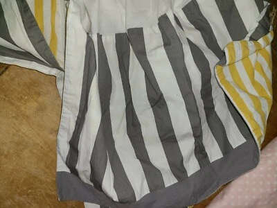 Land of Nod "Gray/Yellow Striped" Reversible Crib Skirt - Image 1 of 4