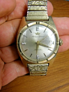 VRARE 1960s 14K GOLD Top Philippe-GIRARD AUTOMATIC Diamonds+ WATCH AS IS ~READ~ - Picture 1 of 17