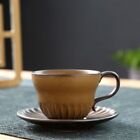 Crude Pottery Coffee Mug Drinkware Saucer Set Gift Ceramic Teacup Kit