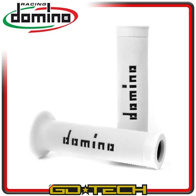 DOMINO TOMMASELLI MANOPOLE DOMINO A010 MOTO SCOOTER STRADALI Bianco Nero ON ROAD RACING Forate