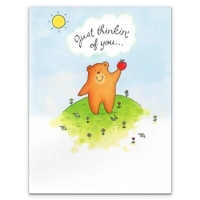 Cute THINKING OF YOU GET WELL Card, Happy Bear by American Greetings + Envelope - Image 1 of 4