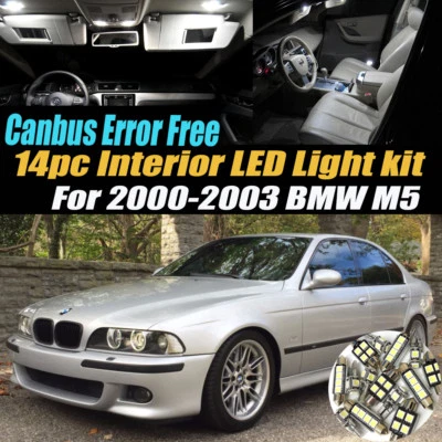 Kit de luces blancas LED interiores de coche CANbus 14 piezas sin errores para BMW M5 2000-2003  Foto 1 de 4