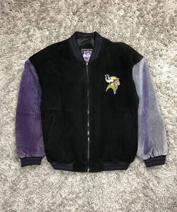 NWT Minnesota Vikings Game Day Suede Jacket NFL Varsity Style Sun Faded SZ. L - Picture 1 of 12