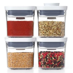 4 PC Mini Container Storage Set Leftover Food Meal Prep Spice Nut Herb Airtight - Picture 1 of 9