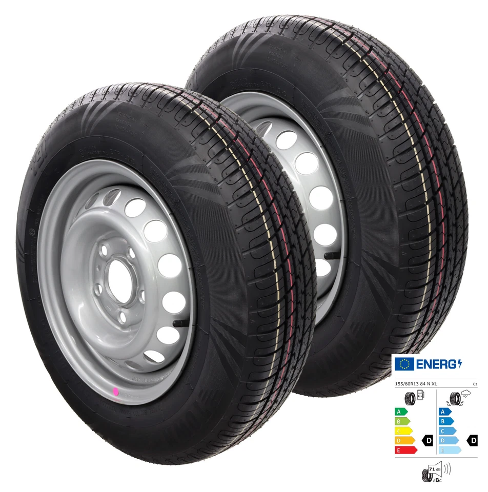 2x Komplettrad 155/80R13 84N 112x5 155 R 13 PKW Anhänger Rad Felge 4,5Jx13 DOT24 - Bild 1 von 4