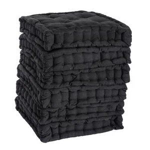 6x Garden Chair Seat Cushions 40cm x 40cm Indoor Outdoor Dining Pads Black - Picture 1 of 7