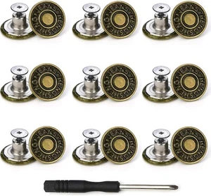 Jeans Buttons Replacement 17MM with Tool Instant No Sew Buttons for Pants New - Picture 1 of 7