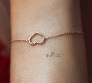Brazalete con dije de corazón único de diamantes de 0,21 quilates - Día de San Valentín Love You Forever - Imagen 1 de 4