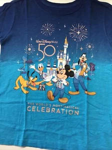 Disney World 50. Jahrestag Shirt JUGEND MED Schloss Feier Mickey blau neu mit Etikett - Bild 1 von 4