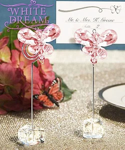 Pink - Butterfly Crystal - Place Card Holder Wedding Favours | Table Decoration - Picture 1 of 1