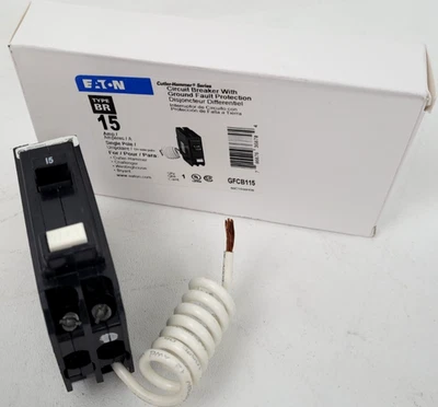 Disyuntor GFCB115 Eaton 15 Amp 1p falla a tierra - Opción al día siguiente - Nuevo Foto 1 de 4