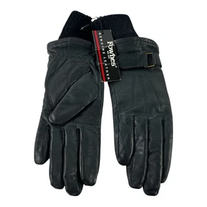 Guantes de cuero negros Fownes para mujer correa de muñeca ajustable forrados nuevos con etiquetas nos - Imagen 1 de 8