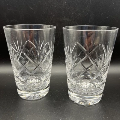 Pair of Tudor Cut Glass Style Small Tumblers-Cordial/Shot/Dram-9 cm High - Image 1 of 4