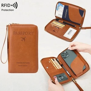 Travel Wallet RFID Passport Holder Cover Case Cards ID Women Men Multi Function - Picture 1 of 20