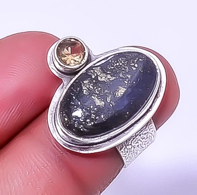 Marcasita - Anillo Ajustable Mina Callahan y Cuarzo Ahumado Plata de Ley 925 (28 Foto 1 de 4