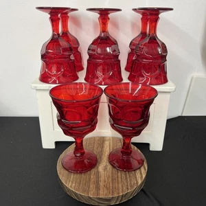 8 Fostoria HFM Argus rubinrote Wasser-/Weinkelche Henry Ford Museum 6,25 Zoll - Bild 1 von 3