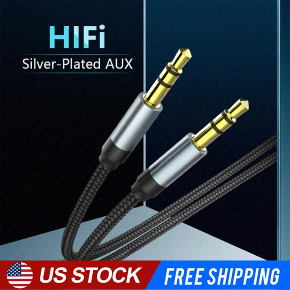 6FT 3.5mm AUX Audio Nylon Braided Cord Cable PC iPod Car Phone headphone more - Image 1 of 4