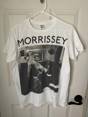 Official Morrissey Tour Shirt Black & White Barbershop Gildan Medium Smiths - Image 1 of 4