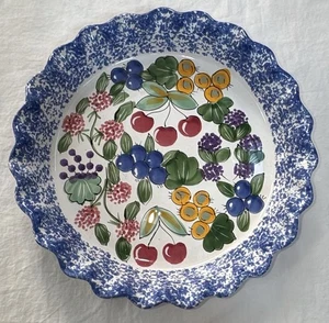Plato/plato de pastel de cerámica de 10" de Mesa International mezclado azul baya salpicadura - Imagen 1 de 16