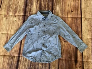 Wonder Nation Boy's Long Sleeve Blue Wester Print Collared Blue Shirt Sz: M 8 - Picture 1 of 7